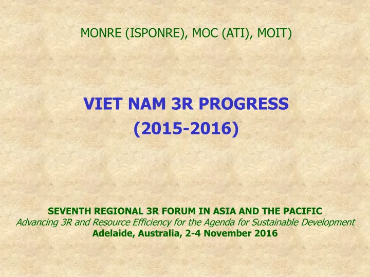 viet nam 3r progress 2015 2016