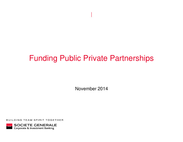 funding public private partnerships