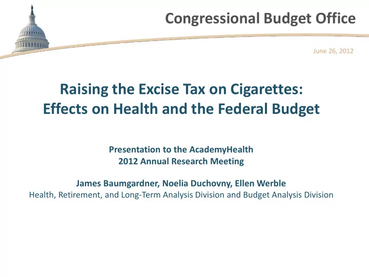 congressional budget office