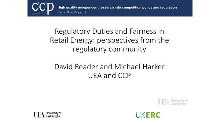 regulatory community david reader and michael harker