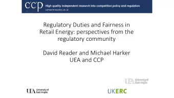 regulatory community  David Reader and Michael Harker  UEA and CCP  competitionpolicy.ac.uk