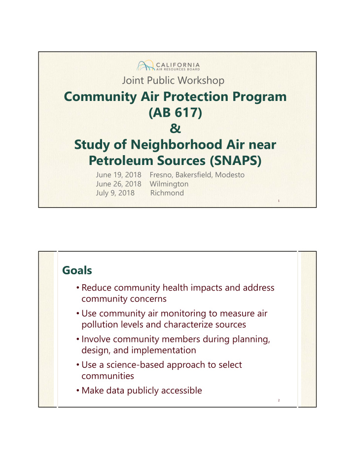 community air protection program ab 617 study of