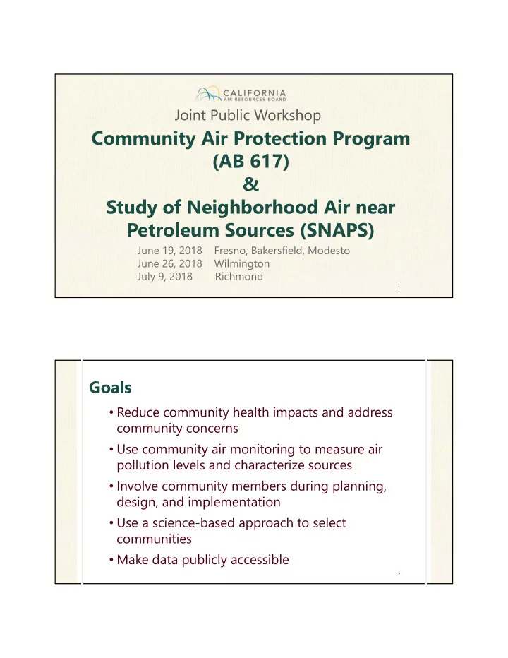 community air protection program ab 617 study of