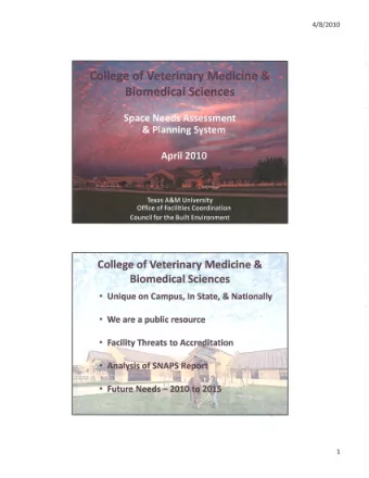 CBE Report to Provost on College SNAPS: College of Veterinary Medicine and Biomedical Sciences