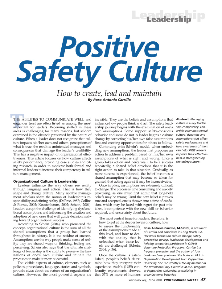 positive safety culture