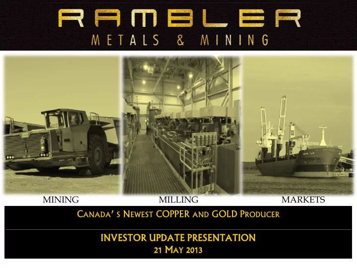 investor update presentation investor update presentation