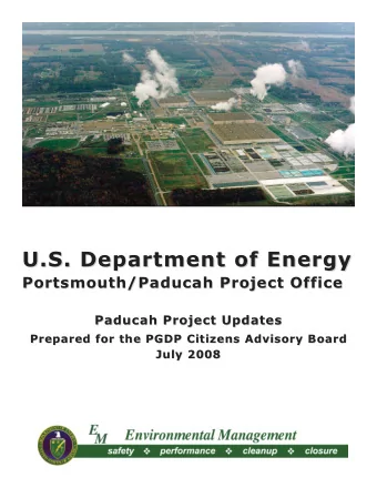 U.S. Department of Energy  U.S. Department of Energy  Portsmouth/Paducah Project Office