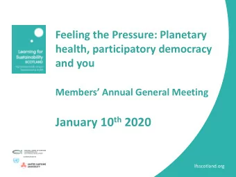 January 10 th 2020  lfsscotland.org  Welcome!  Rehema White, Chair, Learning for  Sustainability