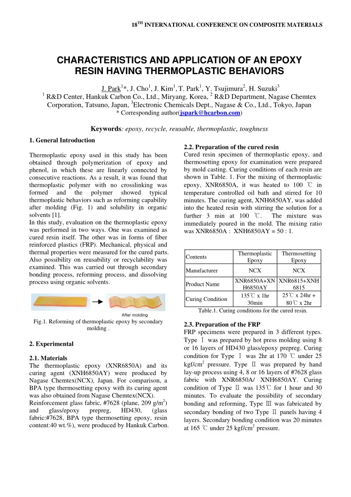 characteristics and application of an epoxy resin having