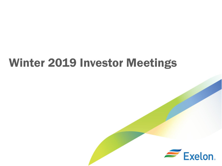 winter 2019 investor meetings cautionary statements