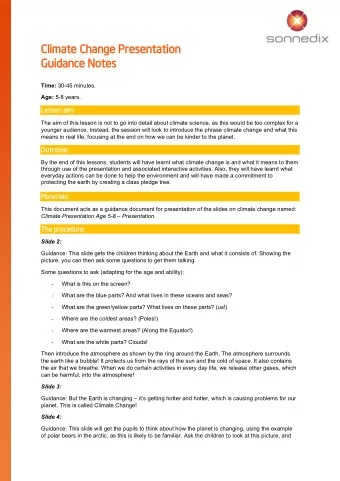 Cl  Climate Cha  Change P  Pre  resenta  tati  tion  n  Guida  dance No  e Notes  es Time: 30-45