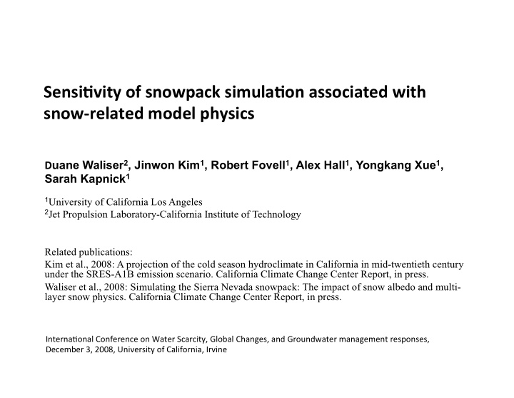 sensi vity of snowpack simula on associated with snow