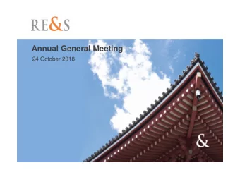 Annual General Meeting  24 October 2018    RE&amp;S