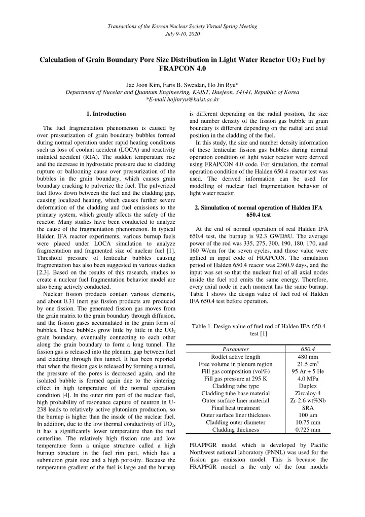 calculation of grain boundary pore size distribution in