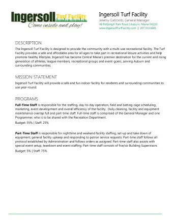 Ingersoll Tur  Ingersoll Turf Fa  f Facil  cility ity  Jeremy Gatcomb, General Manager  48