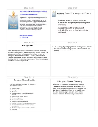 Slide 1 / 25  Slide 2 / 25  New Jersey Center for Teaching and Learning  Applying Green Chemistry