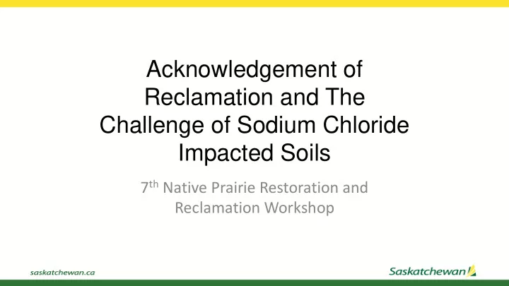 reclamation and the