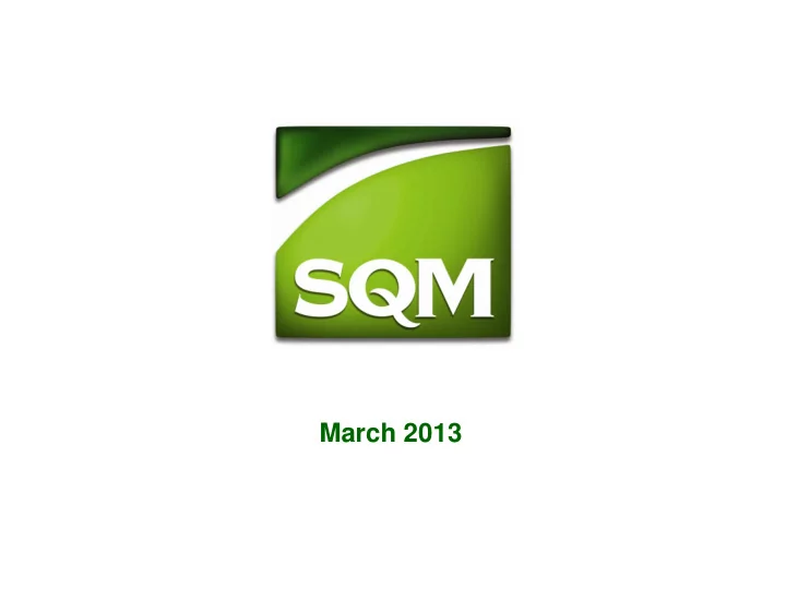 march 2013 important notice