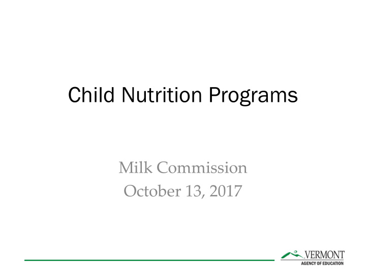 child nutrition programs