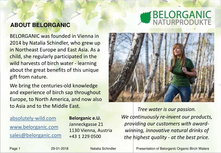 belorganic was founded in vienna in