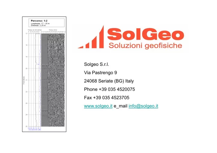 solgeo s r l via pastrengo 9 24068 seriate bg italy phone