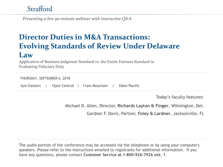 evolving standards of review under delaware