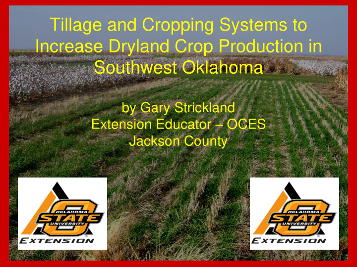 tillage and cropping systems to increase dryland crop