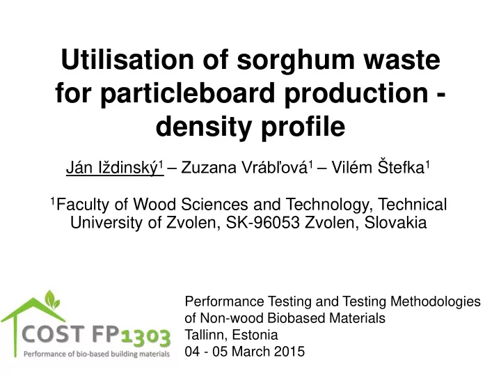 utilisation of sorghum waste for particleboard production