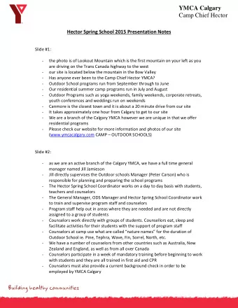 Hector Spring School 2015 Presentation Notes  Slide #1:  the photo is of Lookout Mountain which is