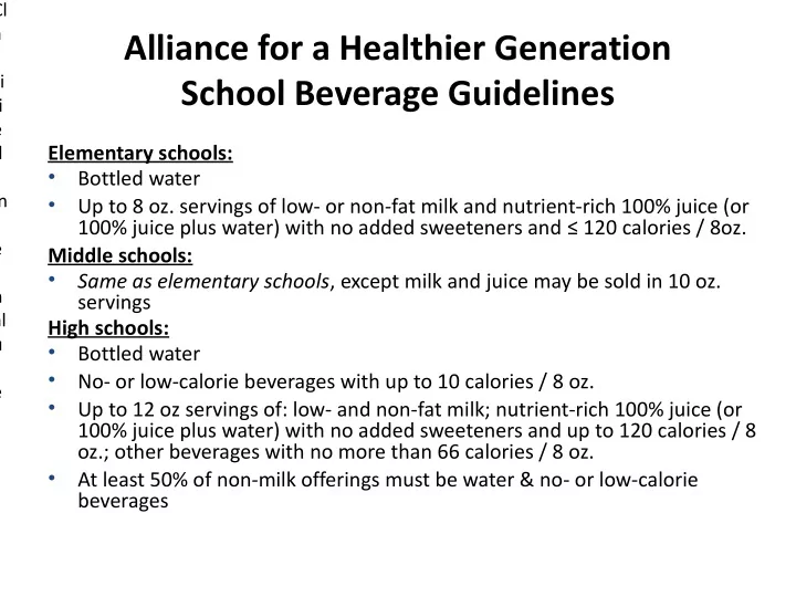 alliance for a healthier generation