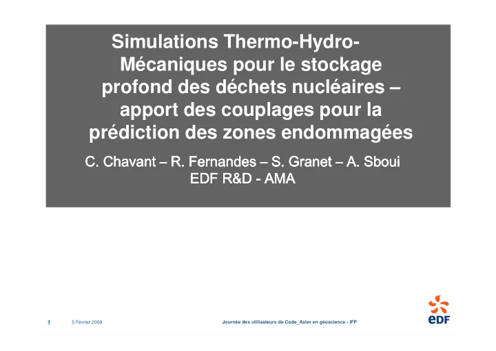 simulations thermo hydro m caniques pour le stockage