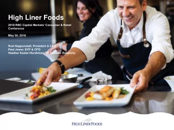 High Liner Foods  2018 RBC Capital Markets Consumer &amp; Retail  Conference  May 30, 2018  Rod