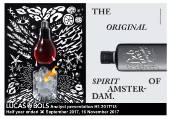 Analyst presentation H1 2017/18  Half year ended 30 September 2017, 16 November 2017  Disclaimer