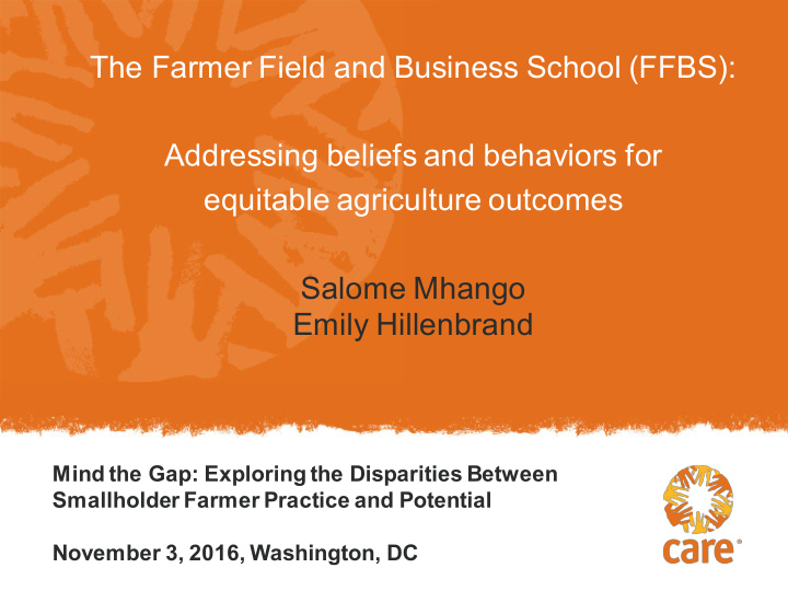 equitable agriculture outcomes salome mhango emily
