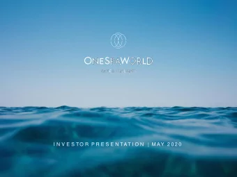 I N V E S TO R P R E S E N TAT I O N  |  M AY  2 0 2 0  PROPOSED FINANCING IS CRITICAL TO