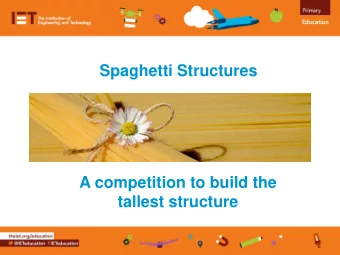 Spaghetti Structures  A competition to build the  tallest structure  Structures  Build this square