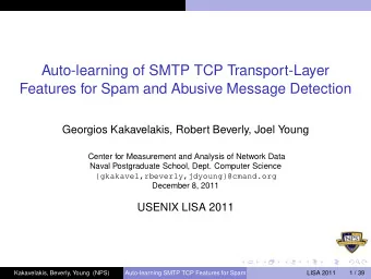 Auto-learning of SMTP TCP Transport-Layer  Features for Spam and Abusive Message Detection