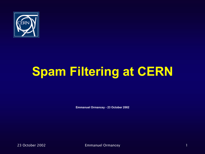 spam filtering at cern