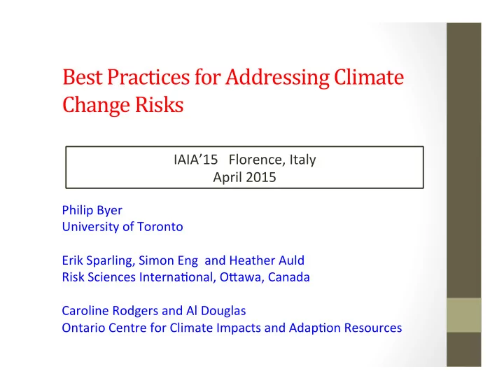 best practices for dressing climate change risks