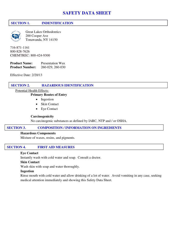 safety data sheet