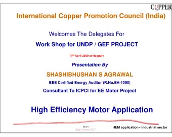 High Efficiency Motor Application  Slide 1  HEM application - Industrial sector