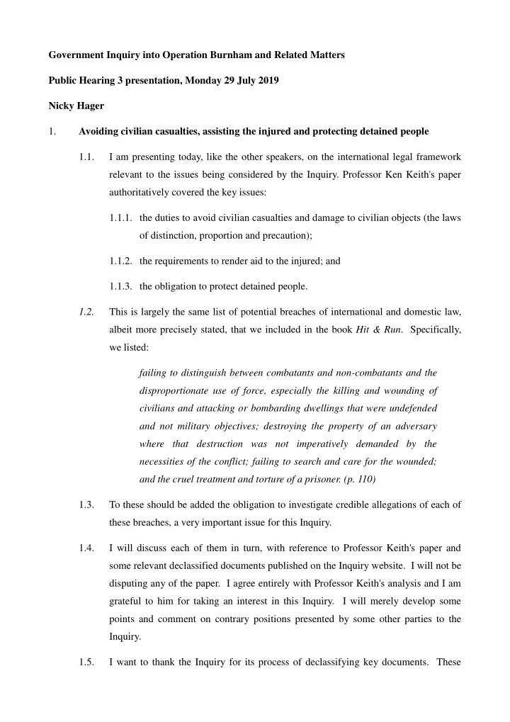 government inquiry into operation burnham and related
