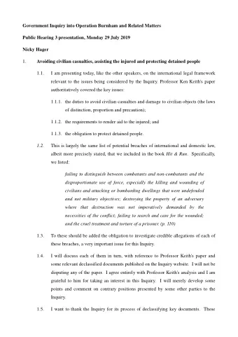 Government Inquiry into Operation Burnham and Related Matters  Public Hearing 3 presentation,