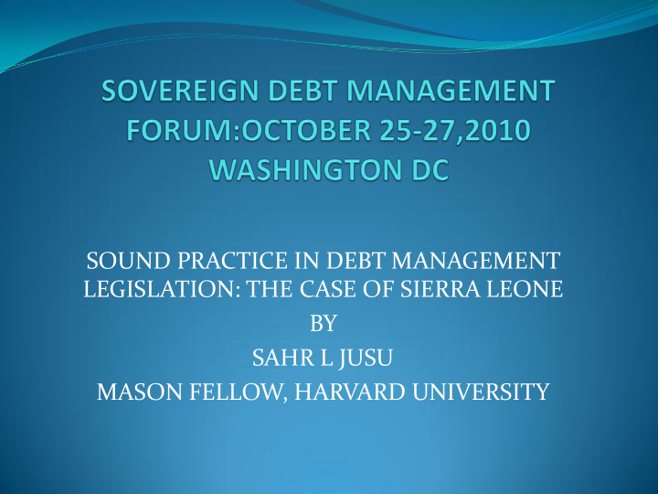 sound practice in debt management