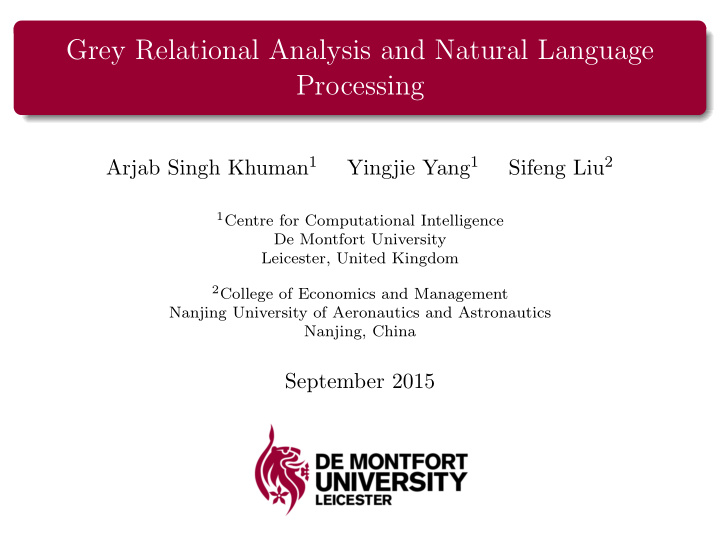 grey relational analysis and natural language processing