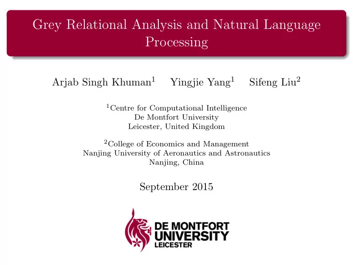 grey relational analysis and natural language processing