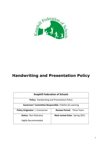 Handwriting and Presentation Policy  Knaphill Federation of Schools Policy: Handwriting and