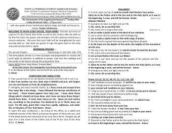 First Reading  Acts 24. 10-16 ESV P: What does this mean? C: We should fear and love God so that