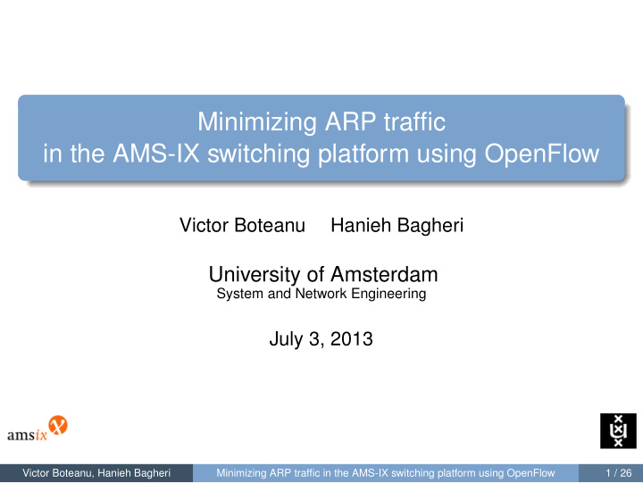 minimizing arp traffic in the ams ix switching platform