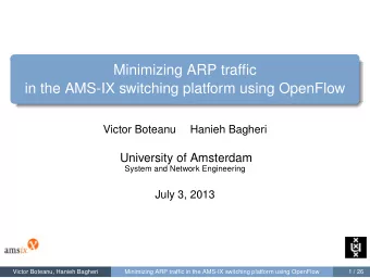 Minimizing ARP traffic  in the AMS-IX switching platform using OpenFlow  Victor Boteanu  Hanieh